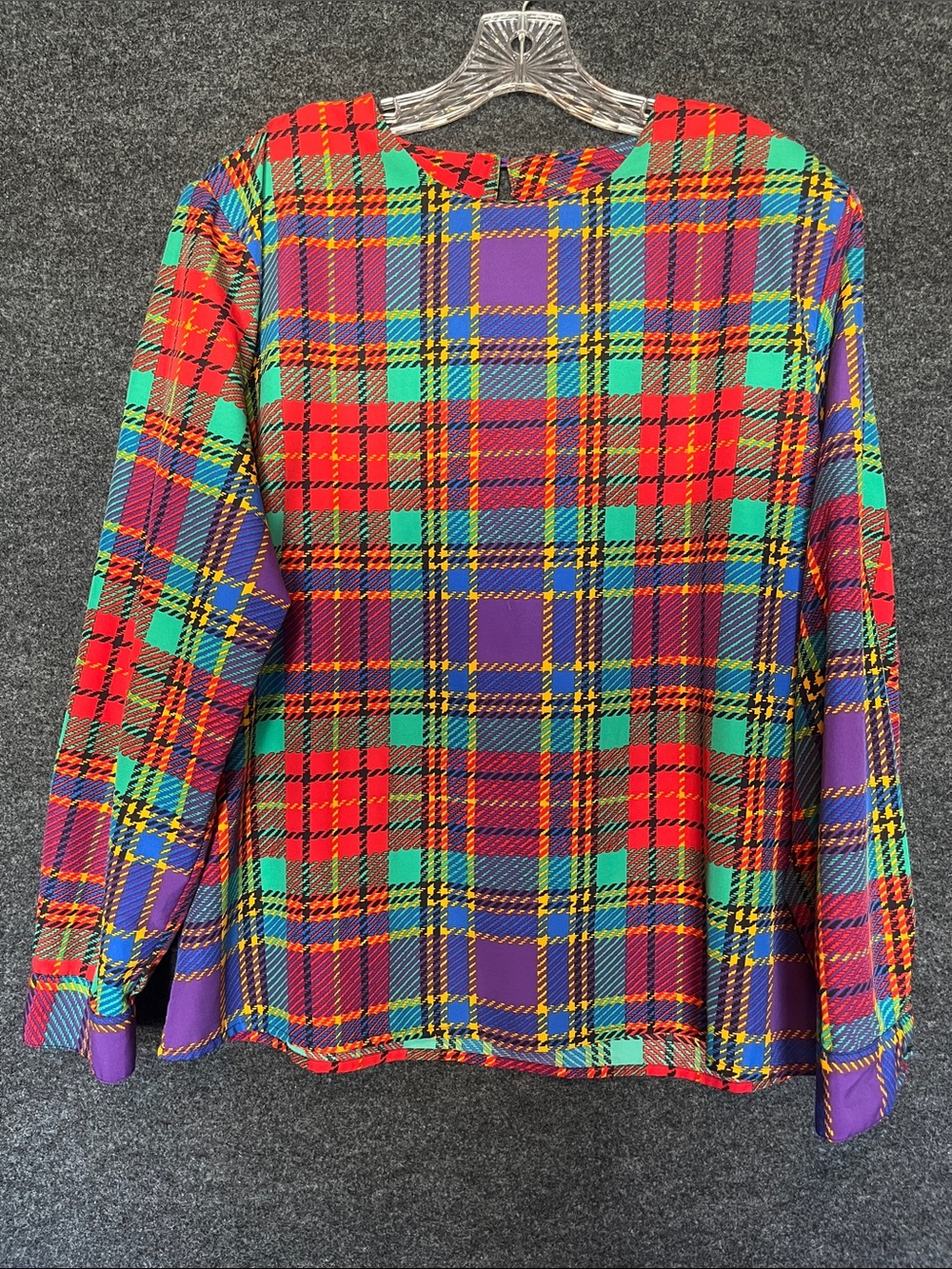 Vintage Marlis Plaid Long-Sleeve Blouse